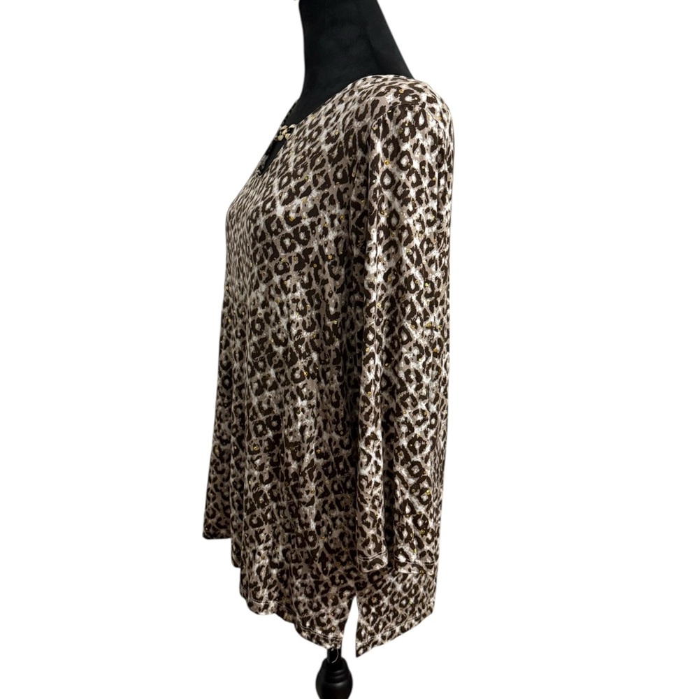Cathy Daniels Blouse Leopard Print Sequin Embelli… - image 4